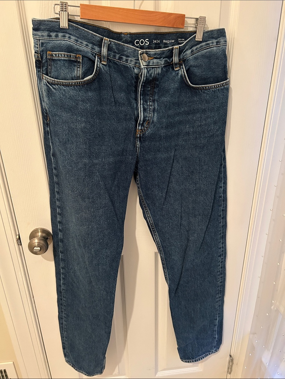 COS Men's Dark Blue Jeans - Regular Mid rise Tapered leg 34/34